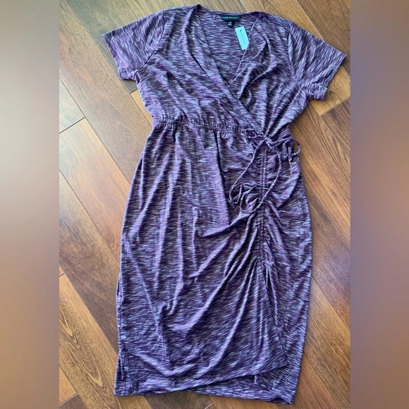 LANE BRYANT MARLED CROSSOVER SIDE-DRAWSTRING MAXI DRESS Sz 18/20P NWT - Picture 2 of 11